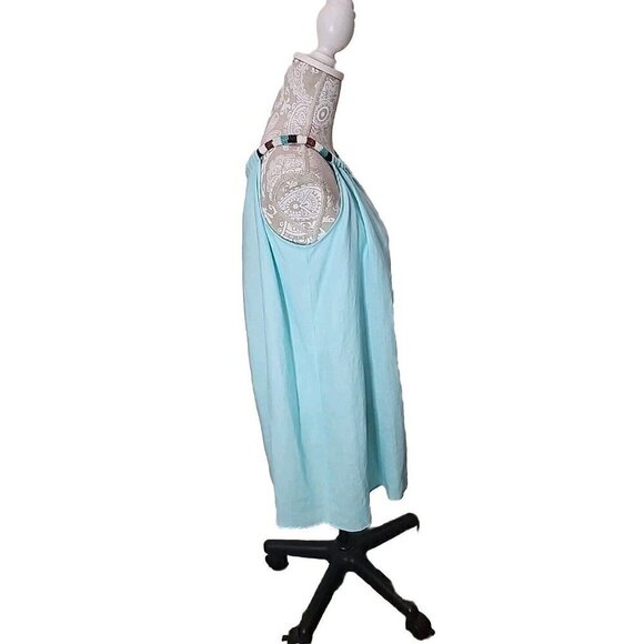 ST. TROPEZ WEST Womens Turquoise 100% Linen Mini Shift Dress Swim Coverup XS - Picture 3 of 6